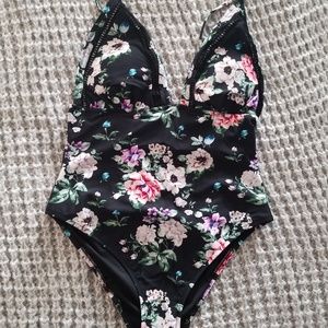 Cupshe Black Floral One Piece Swimsuit